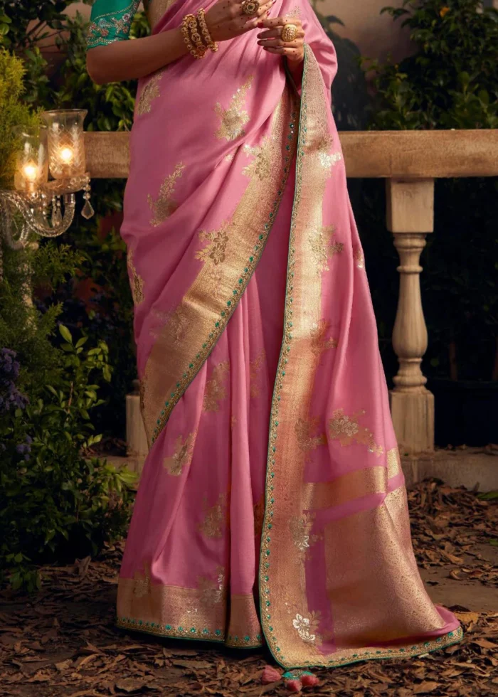 Pink Banarasi Dola Silk Saree