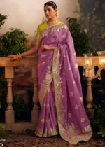 Purple Banarasi Dola Silk Saree