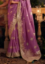 Purple Banarasi Dola Silk Saree