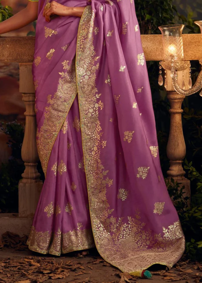 Purple Banarasi Dola Silk Saree