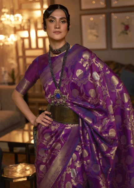 Purple Banarasi Saree