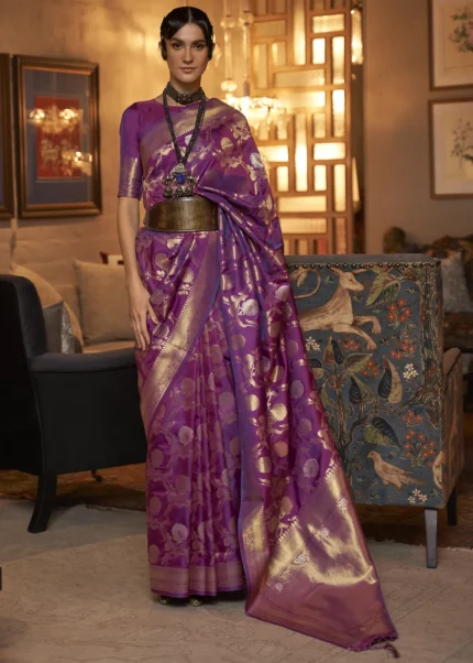 Purple Banarasi Saree