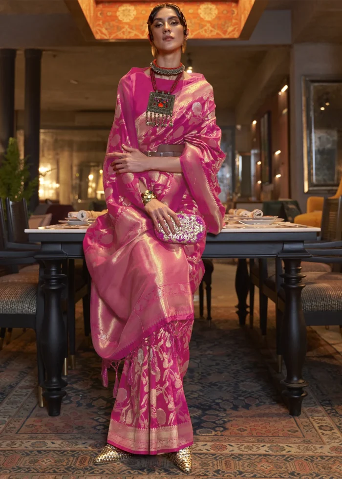 Rani Pink Banarasi Saree