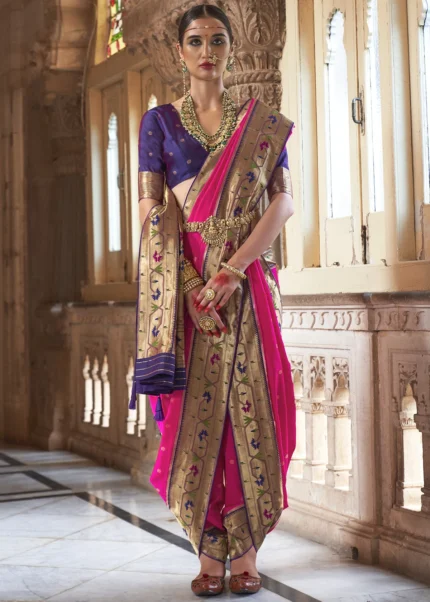 Rani Pink Paithani Silk Saree