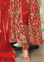 Red Heavy Embroidery Anarkali