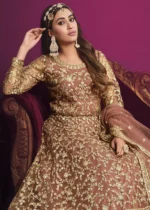 Rose Peach Heavy Embroidery Anarkali