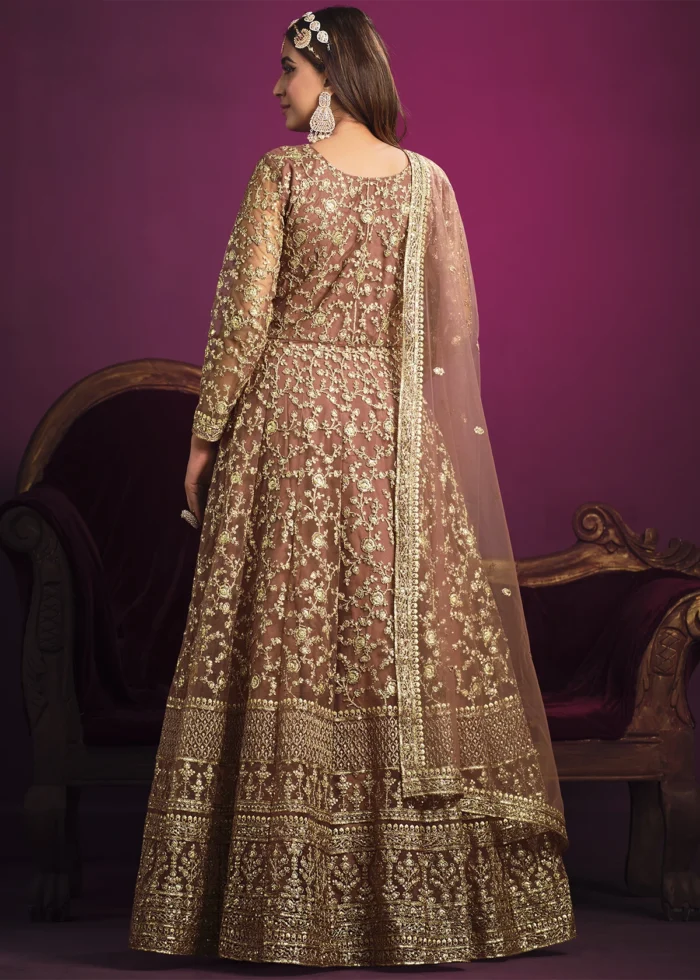 Rose Peach Heavy Embroidery Anarkali