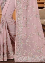 Rose Pink Embroidered Saree