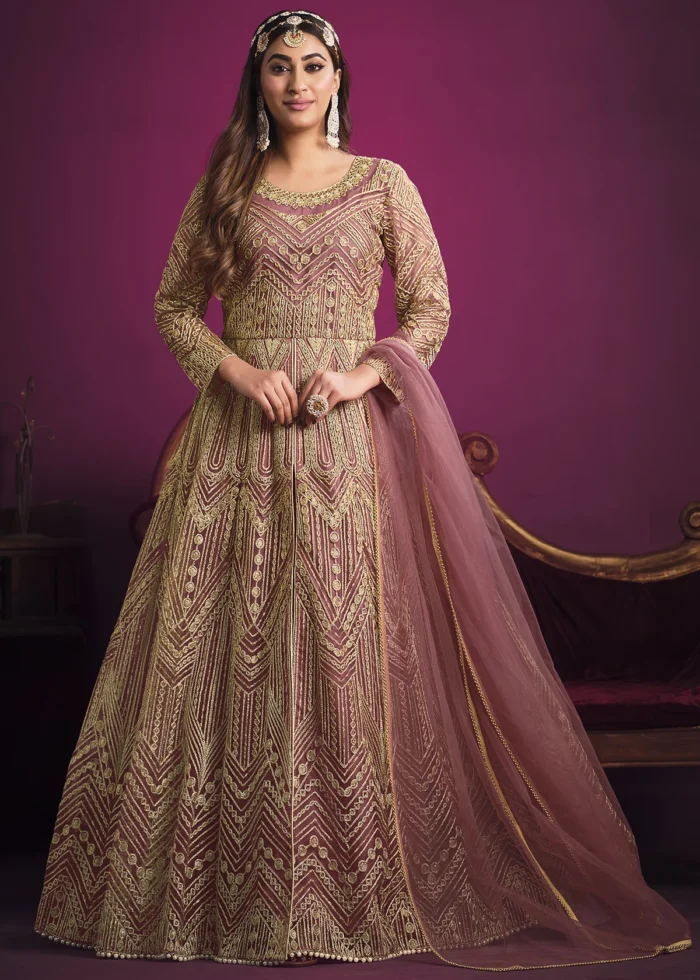 Rose Pink Heavy Embroidery Anarkali