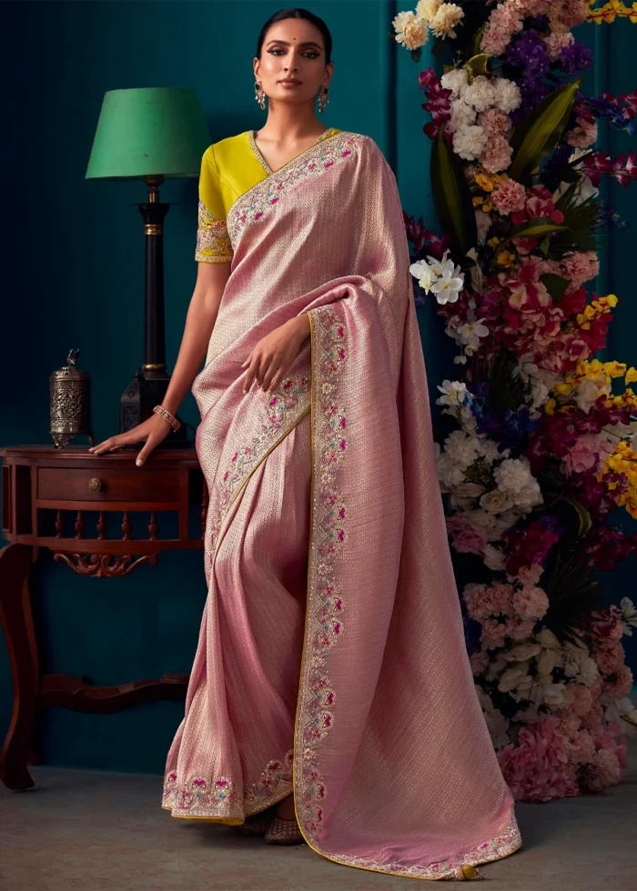 Rose Pink Kanjivaram Silk Saree