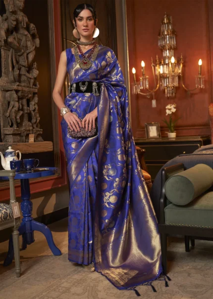 Royal Blue Banarasi Saree