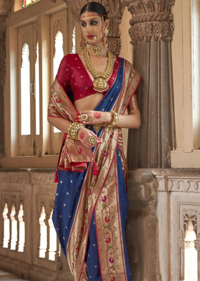 Royal Blue Paithani Silk Saree