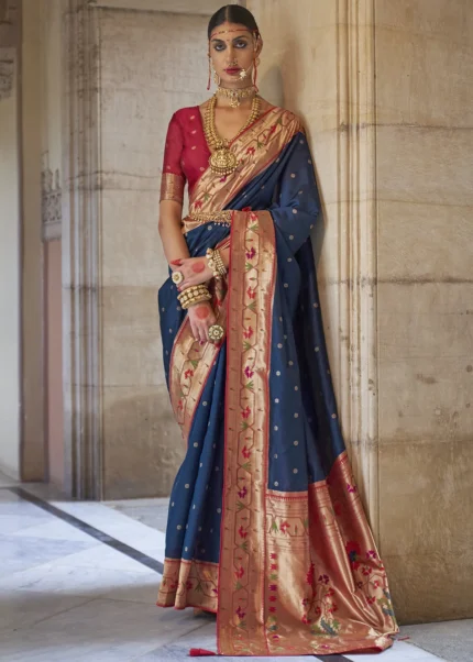 Royal Blue Paithani Silk Saree