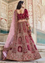 Ruby Pink Velvet Lehenga