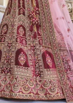 Ruby Pink Velvet Lehenga