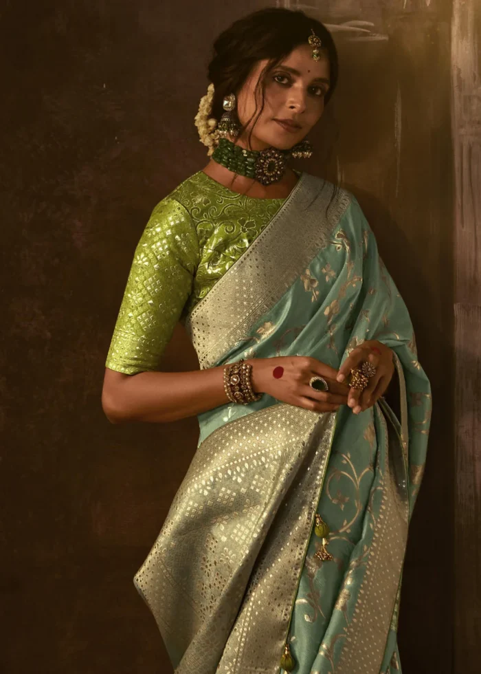 Sage Green Banarasi Silk Saree