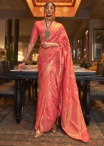 Salmon Pink Banarasi Saree