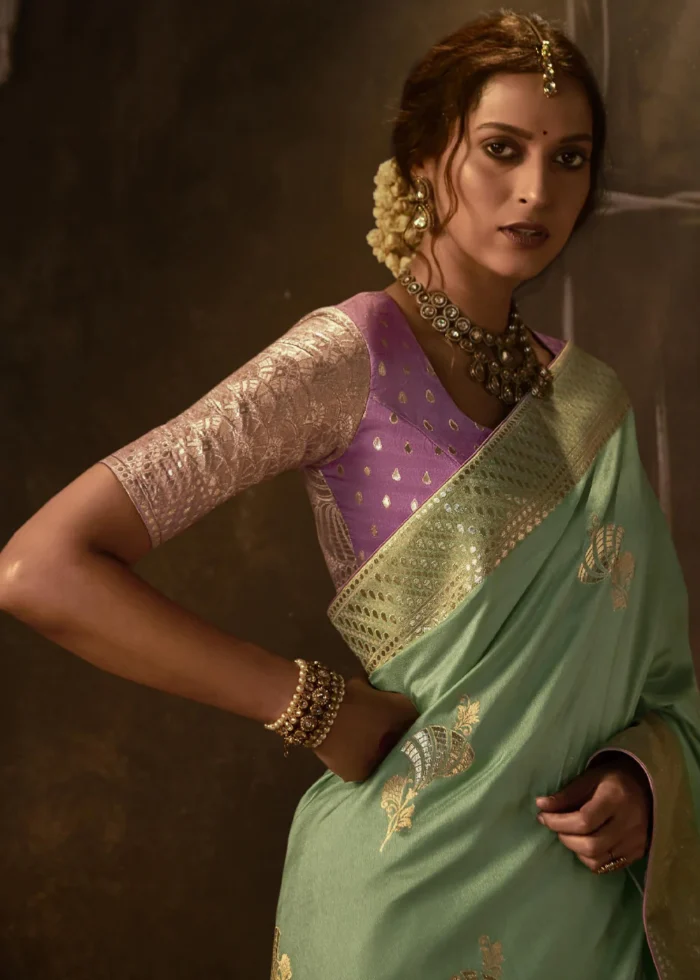 Sea Green Banarasi Silk Saree