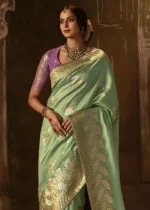 Sea Green Banarasi Silk Saree