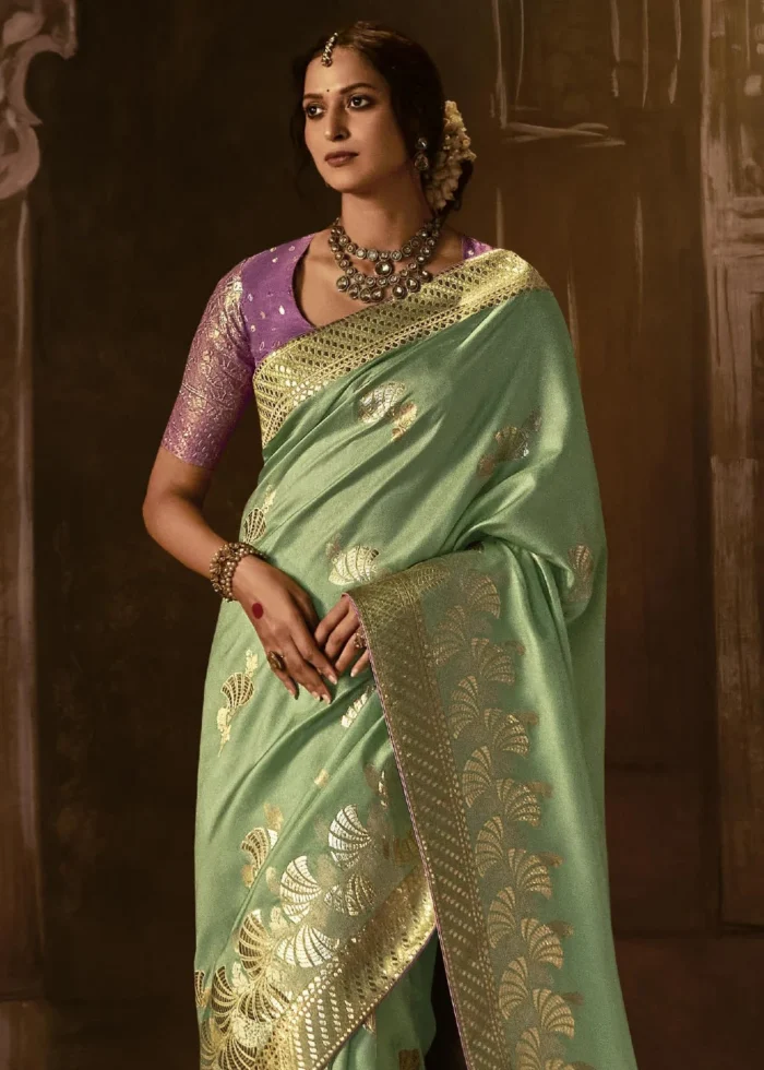 Sea Green Banarasi Silk Saree