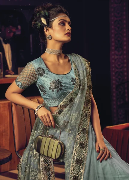 Sea Green Designer Saree