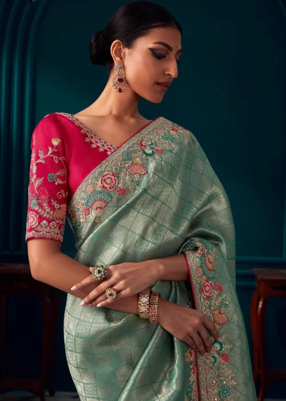 Sea Green Kanjivaram Silk Saree