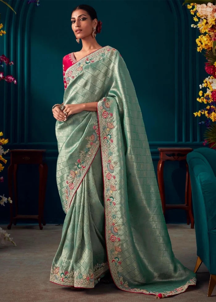 Sea Green Kanjivaram Silk Saree