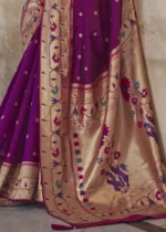 Sparkling Purple Paithani Silk Saree