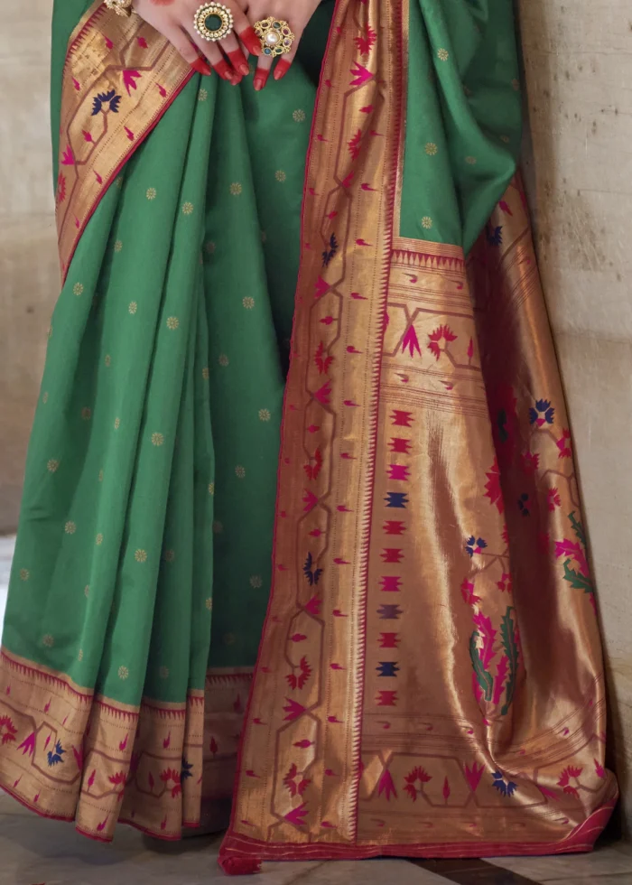 Spring Green Paithani Silk Saree