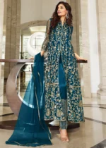 Teal Blue Heavy Embroidery Anarkali