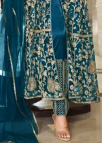 Teal Blue Heavy Embroidery Anarkali