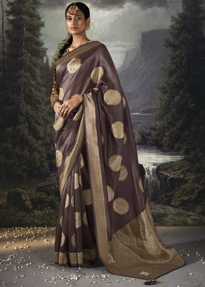 Wine Purple Banarasi Saree