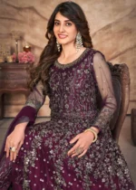 Wine Purple Heavy Embroidery Anarkali