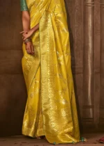 Yellow Banarasi Silk Saree