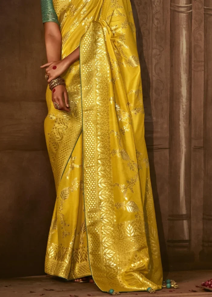 Yellow Banarasi Silk Saree