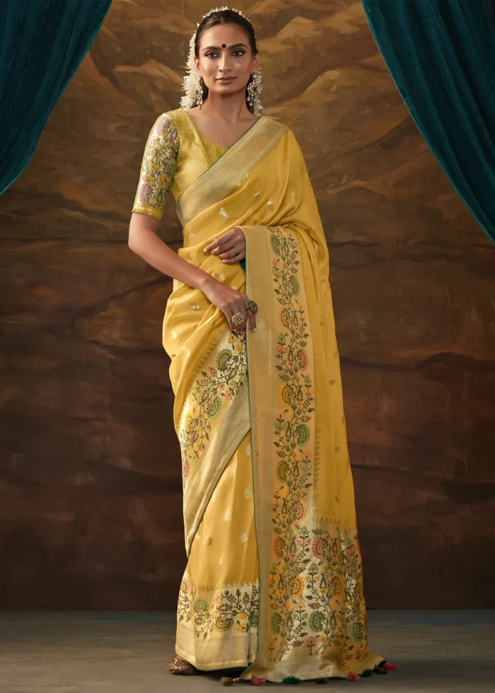 Yellow Paithani Silk Saree