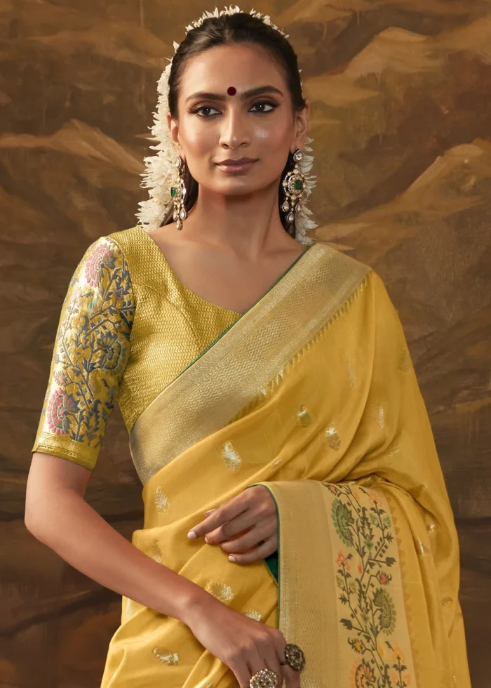 Yellow Paithani Silk Saree