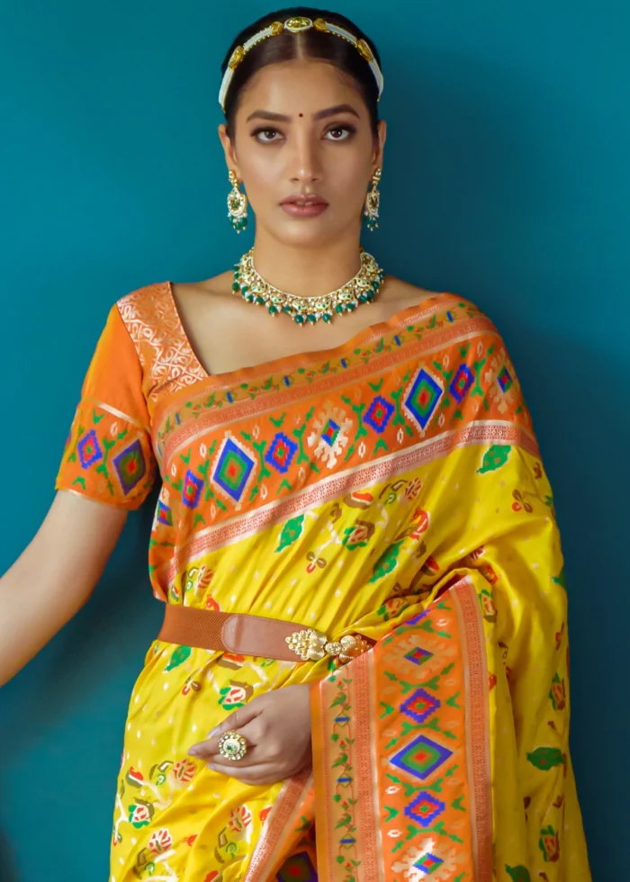 Yellow Paithani Silk Saree