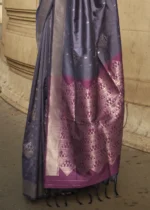 Ash Purple Soft Silk Saree