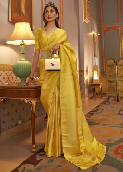 Aureolin Yellow Kanjivaram Silk Saree