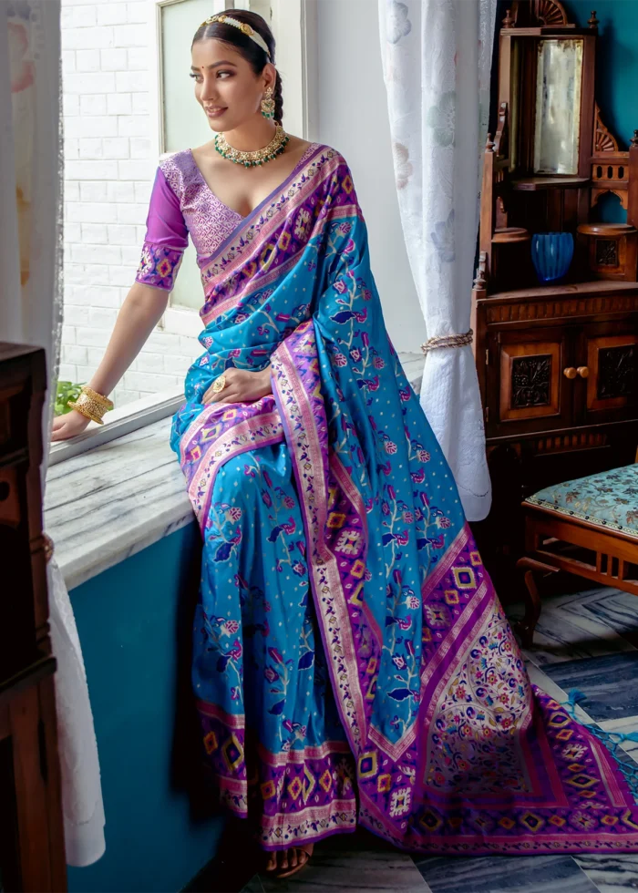 Azure Blue Paithani Silk Saree