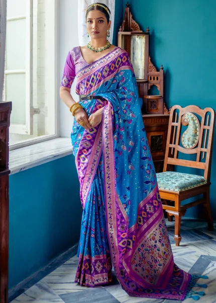 Azure Blue Paithani Silk Saree