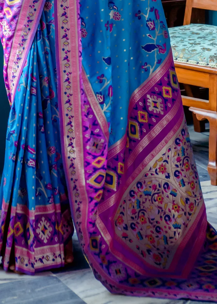 Azure Blue Paithani Silk Saree