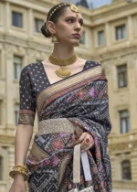 Charcoal Black Patola Silk Saree