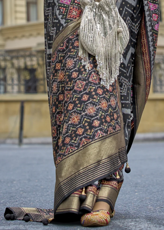 Charcoal Black Patola Silk Saree