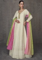 Cream Georgette Anarkali Gown