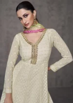 Cream Georgette Anarkali Gown