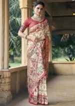 Cream Patola Silk Saree