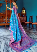 Cyan Blue Paithani Silk Saree