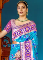 Cyan Blue Paithani Silk Saree